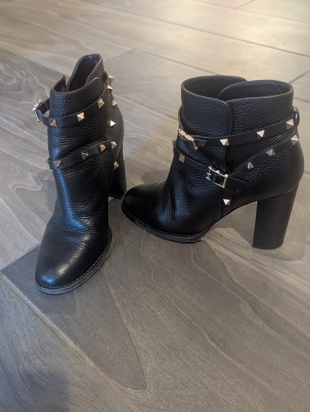 Valentino Black Studded Leather Ankle Boots Women's